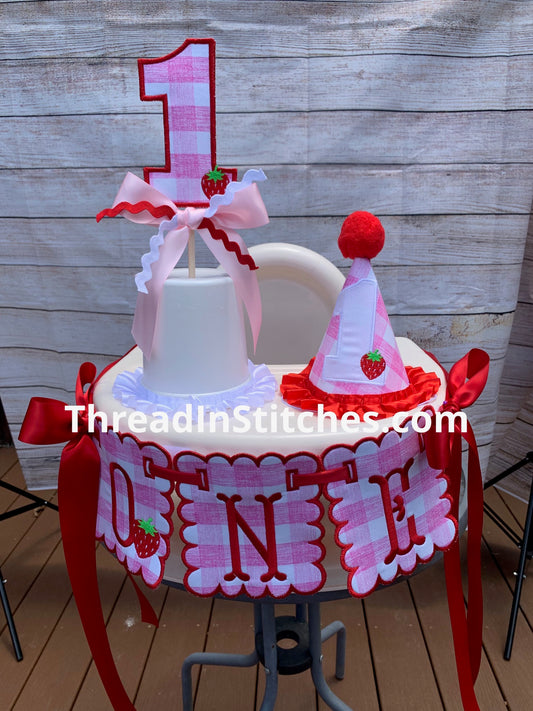 1st Birthday Strawberry cake smash set